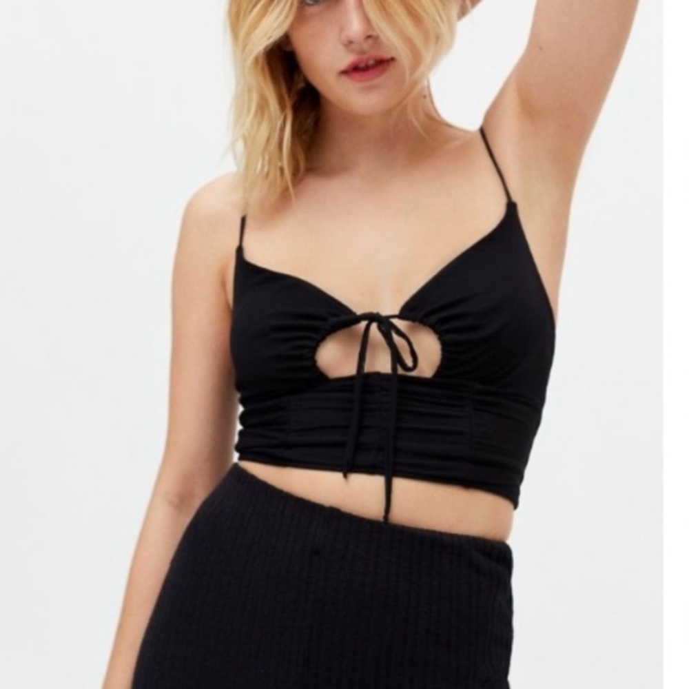 Urban Outfitters Black Mesh Tie-Front Cami